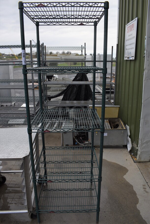 Metro Green Finish 5 Tier Shelving Unit. BUYER MUST DISMANTLE. PCI CANNOT DISMANTLE FOR SHIPPING. PLEASE CONSIDER FREIGHT CHARGES. 24x24x75 - Image 1 of 4