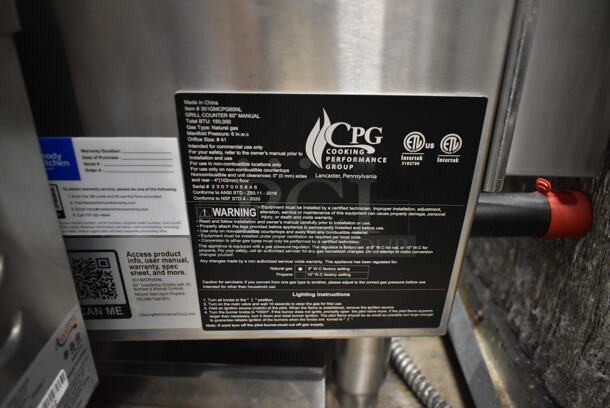 BRAND NEW SCRATCH AND DENT! 2023 Cooking Performance Group CPG 351GMCPG60NL Stainless Steel Commercial Countertop Natural Gas Powered Flat Top Griddle. 150,000 BTU.  - Image 5 of 5