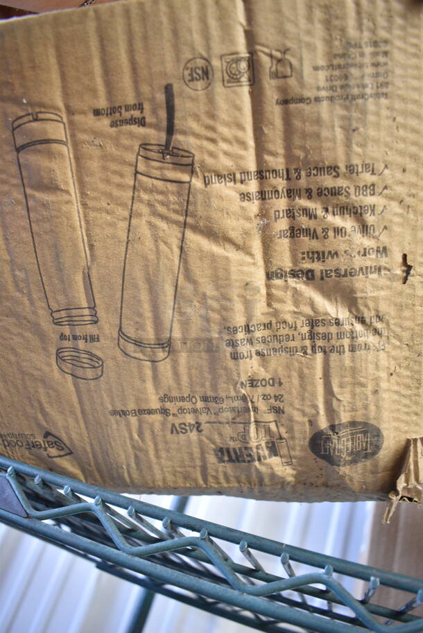 3 Boxes of BRAND NEW Items; 2 Box Carlisle Store N' Pour PourPlus 1 Qt. Container with Assorted Spout / Neck and Cap PS601NC00, 1 Box Poly Condiment Bottles. 3 Times Your Bid! - Image 6 of 6