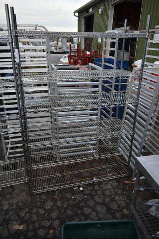 Chrome Finish 6 Tier Wire Shelving Unit. BUYER MUST DISMANTLE. PCI CANNOT DISMANTLE FOR SHIPPING. PLEASE CONSIDER FREIGHT CHARGES.