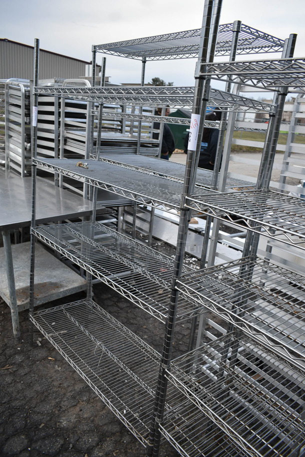 Chrome Finish 4 Tier Wire Shelving Unit. BUYER MUST DISMANTLE. PCI CANNOT DISMANTLE FOR SHIPPING. PLEASE CONSIDER FREIGHT CHARGES. - Image 2 of 2