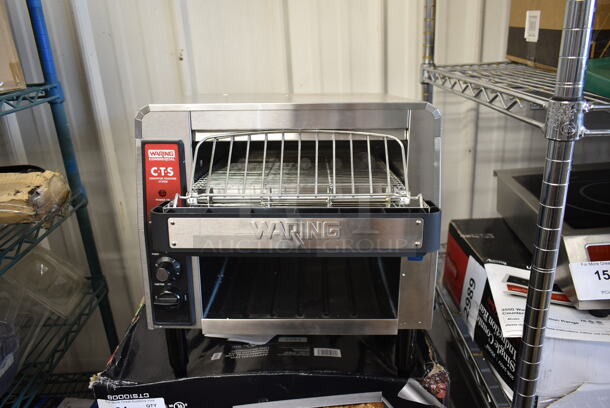BRAND NEW SCRATCH AND DENT! 2023 Waring CTS1000B Stainless Steel Commercial Countertop Conveyor Toaster Oven. 208 Volts, 1 Phase. Tested and Working!