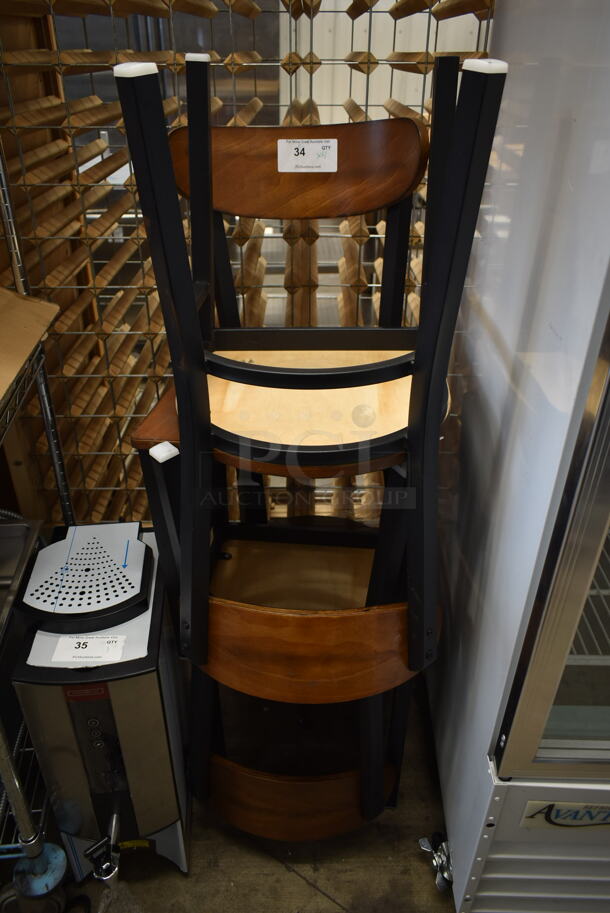 4 BRAND NEW SCRATCH AND DENT! Wood Pattern Dining Height Chairs on Black Metal Frame. 4 Times Your Bid! - Image 2 of 6