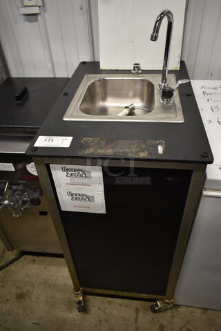 Portable Single Bay Sink w/ Faucet on Commercial Casters. Bay 10x12x5