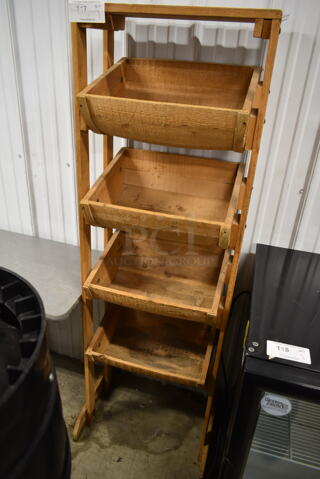 Wooden 4 Tier Basket Display Rack.