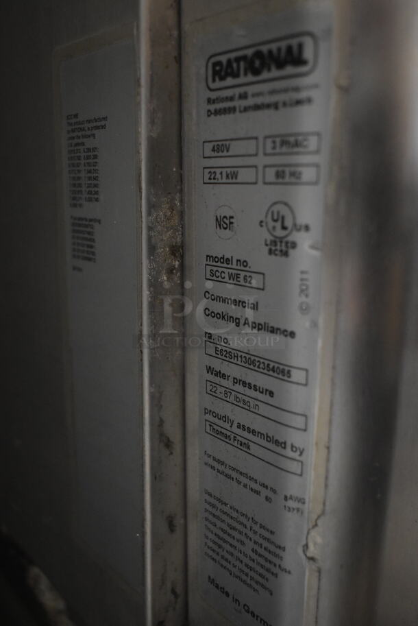 2 2013 Rational Stainless Steel Commercial Combitherm Self Cooking Center Convection Ovens on Commercial Casters. Top Model: SCC WE 62. Bottom Model: SCC WE 102. Picture of Unit Powered on is Included. 480 Volts, 3 Phase. 42x40x73. 2 Times Your Bid! - Image 8 of 9