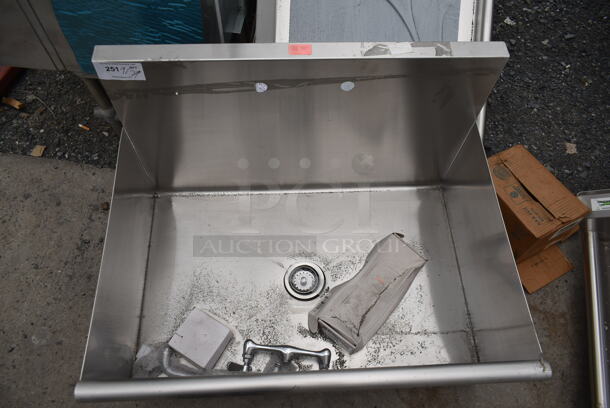 BRAND NEW SCRATCH AND DENT! Stainless Steel Commercial Single Bay Sink w/ Faucet and Handles. No Legs. - Image 3 of 3