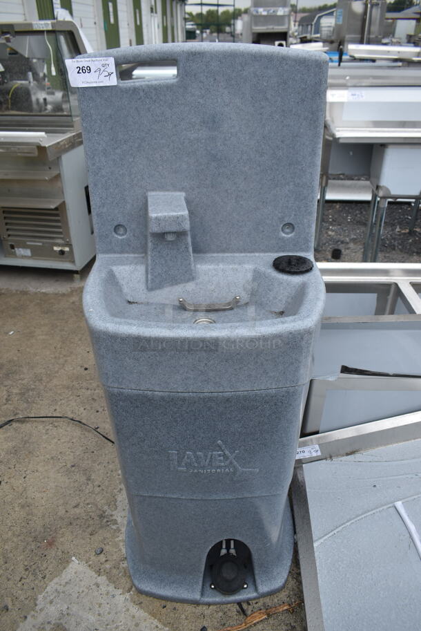 BRAND NEW SCRATCH AND DENT! Lavex Gray Poly Water Fountain. - Image 1 of 6