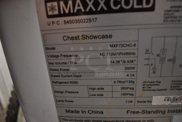 Maxx Cold MXF72CHC-8 Commercial Curved Top Display Ice Cream Freezer. 115V, 1 Phase. Tested and Working! - Image 6 of 6