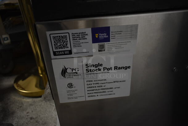 BRAND NEW SCRATCH AND DENT! Cooking Performance Group CPG 351CPGSP18L Stainless Steel Commercial Countertop Propane Gas Powered Single Burner Stock Pot Range. 80,000 BTU.  - Image 5 of 5