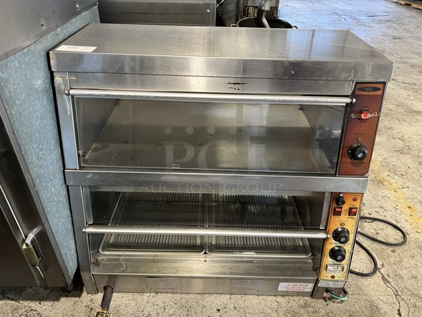Henny Penny WOH-2P-A Stainless Steel Commercial Countertop 2 Tier Warming Holding Display Case Merchandiser. 220 Volts. 37.5x29.5x33