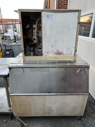 Scotsman CME650AE-32A Metal Commercial Ice Head on Commercial Ice Bin. 208/230 Volts, 1 Phase. 44x33x68