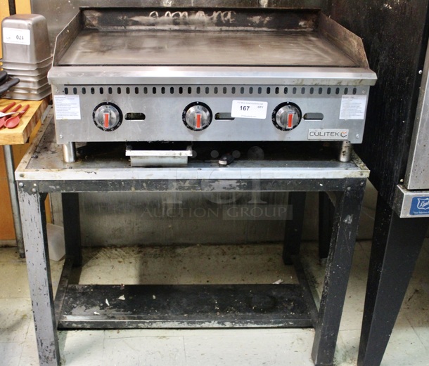 NECESSITY!! Culitek CULCTG36TNG 36” Countertop Thermostatic Griddle, 90,000BTU 36"W x 32"D x 16"H With 26" High Heavy Duty Equipment Stand  - Image 2 of 5