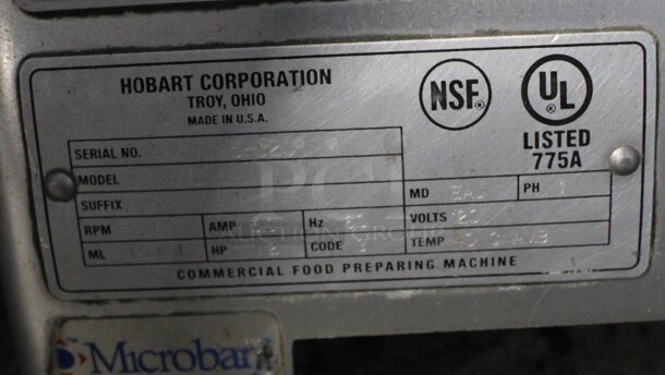 Hobart Model 2812 Stainless Steel Commercial Countertop Meat Slicer. 115 Volts, 1 Phase. 26x24x24. Tested and Working! - Image 6 of 7