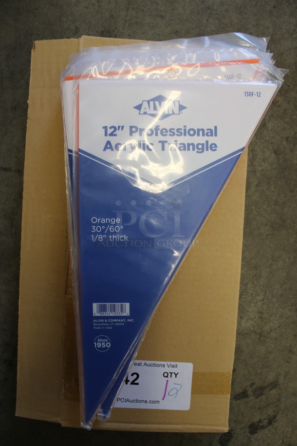 12 BRAND NEW IN BOX! Alvin Professional Acrylic Triangles. 7.5x12. 12 Times Your Bid!