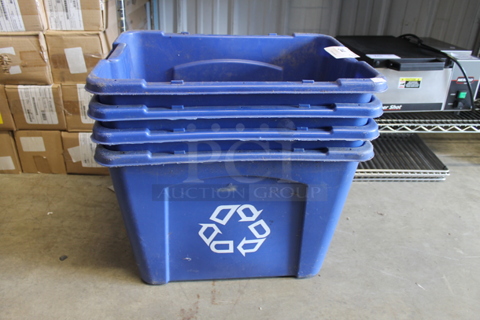 4 Blue Poly Recycling Bins. 4 Times Your Bid!