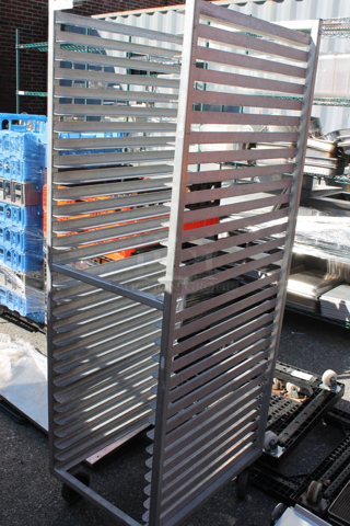 Metal Commercial Pan Transport Rack on Commercial Casters.