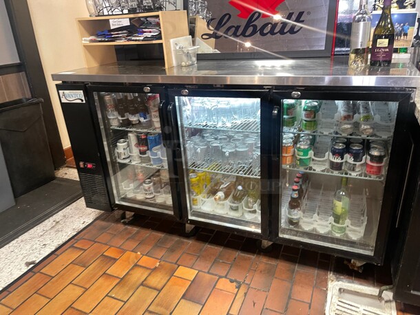 Working! Avantco  73 inch Black Counter Height Narrow Glass Door Commercial Back Bar Refrigerator with LED Lighting 115 Volt NSF Tested and Working! - Image 8 of 8