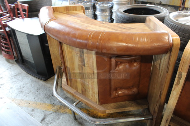 Curved Wooden Bar w/ Foot Rail. 60.5x20x40.5