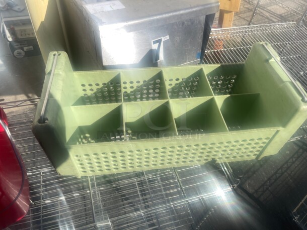 Vollrath Flatware Basket with Handle - 8 Compartment, Green NSF  - Image 7 of 7