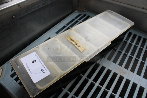Black and Clear Poly Bar Topping Rail w/ 6 White Poly Drop In Bins. 20x6x4 - Image 2 of 3