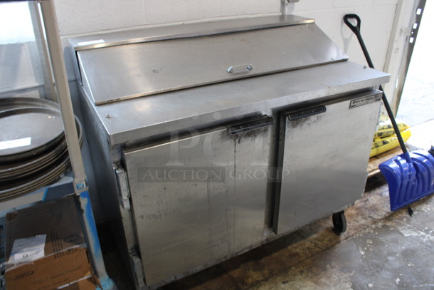 Beverage Air Model SP48-12 Stainless Steel Commercial Sandwich Salad Prep Table Bain Marie Mega Top on Commercial Casters. 115 Volts, 1 Phase. 48x30x41.5. Tested and Powers On But Does Not Get Cold - Image 4 of 8