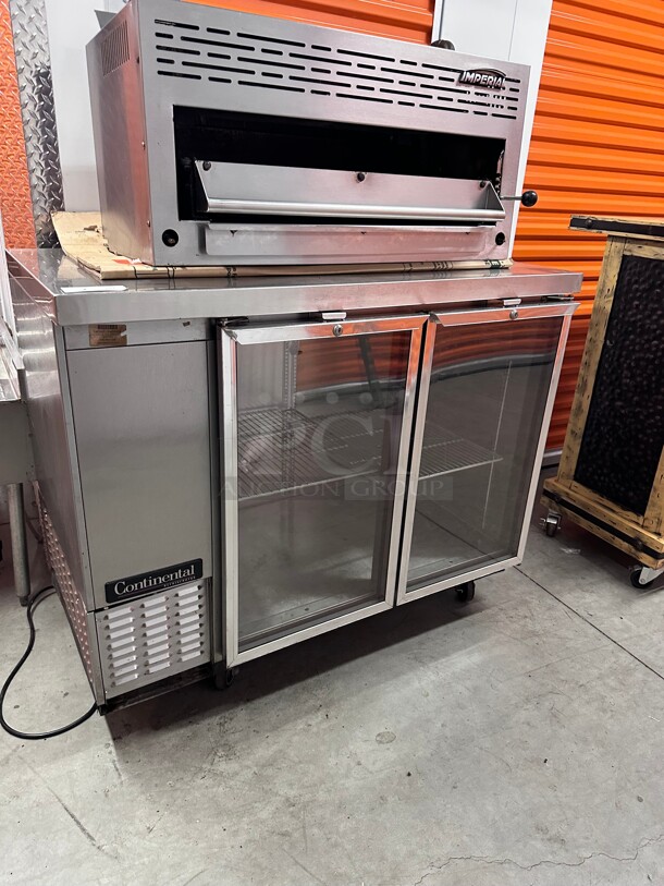 Working! Continental BBC50-SS-GD 50 inch Bar Refrigerator - (2) Swinging Glass Doors, Black, 115v NSF Tested and Working! - Image 1 of 12