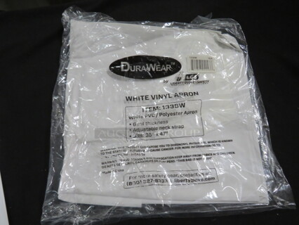 One Box Of 50 NEW Duraware White Vinyl Apron. #1338W.