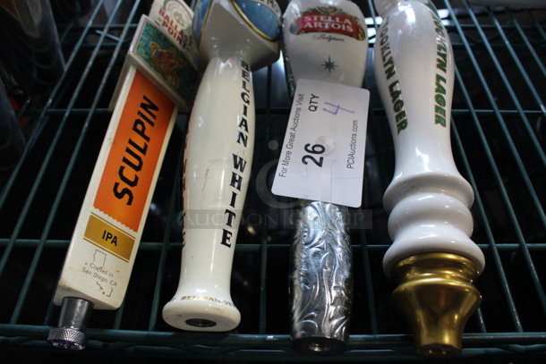4 Beer Tower Handles; Ballast Point Sculpin, Blue Moon Belgian White, Stella Artois and Brooklyn Lager. Includes 11.5". 4 Times Your Bid! - Image 3 of 3