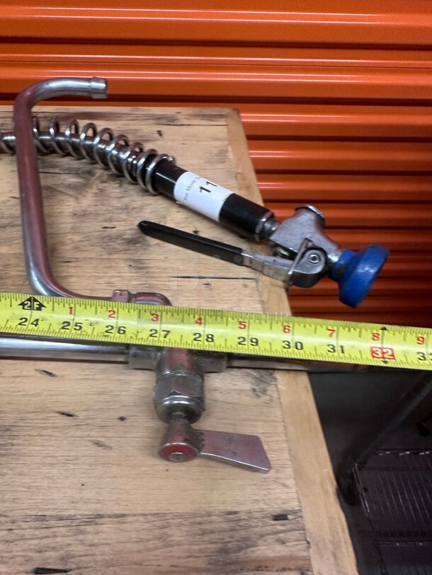 Working! T&S  32 inch  Wall Mount Pre Rinse Faucet - 1.15 GPM, Base with Nozzle NSF - Image 4 of 4