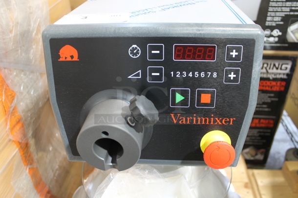 BRAND NEW! 2022 Varimixer V20KT Metal Commercial Countertop 20 Quart Planetary Dough Mixer / Stainless Steel Mixing Bowl, Bowl Guard, Paddle, Whisk and Dough Hook Attachments. 120 Volts, 1 Phase. Tested and Working! - Image 7 of 9