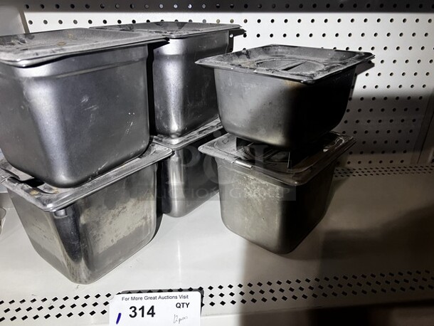 Mixed Lot of Stainless Drop Pans W/Lids QTY 12. Your Bid X 6 - Image 1 of 2