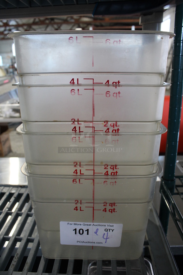 ALL ONE MONEY! Lot of 4 Poly Clear 6 Quart Containers! 8.5x8.5x7 - Image 1 of 3