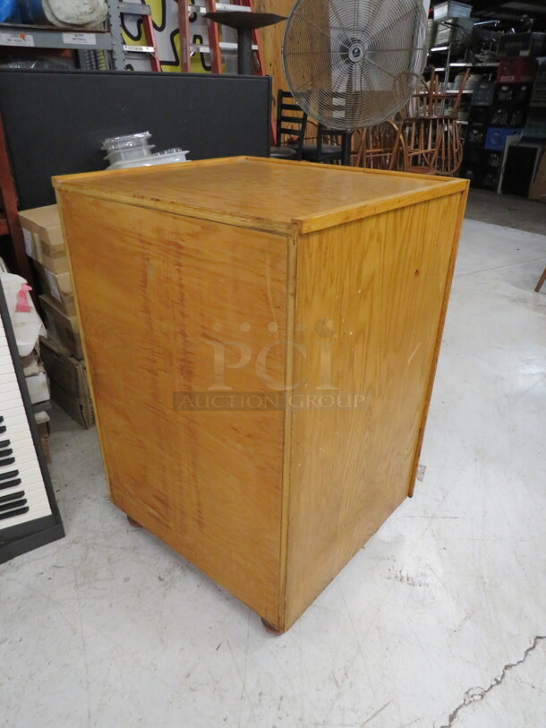 One Wooden Shelving Unit/Hostess Stand, With 4 Shelves. 26X24X38 - Image 3 of 3