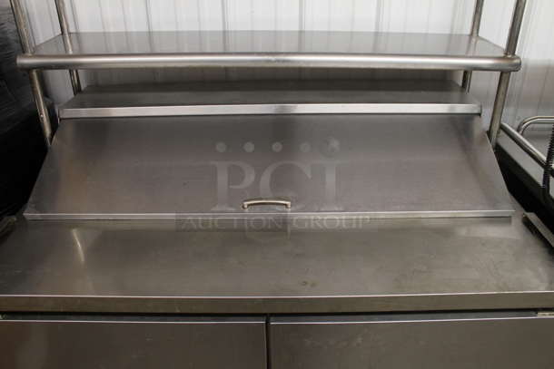 2018 Berg EDST 48 12 BERG Stainless Steel Commercial Sandwich Salad Prep Table Bain Marie Mega Top w/ 2 Tier Over Shelf. 115 Volts, 1 Phase. Tested and Working! - Image 3 of 7