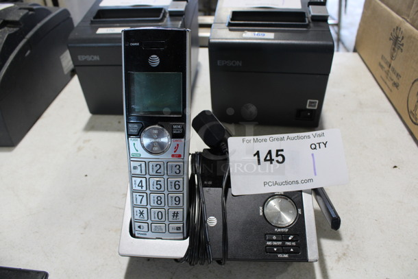 AT&T Countertop Cordless Telephone on Cradle. 6.5x4x7 - Image 1 of 3
