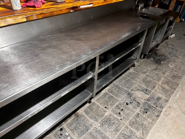 Under Bar Prep/Serve Station W/2-Bay Dish Sink and Drain Board