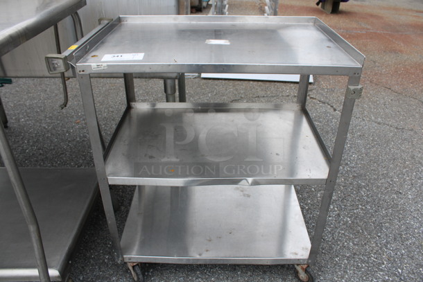 Metal 3 Tier Cart w/ Push Handle on Commercial Casters. 30x18x32.5