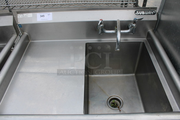 Duke Stainless Steel Commercial Single Bay Sink w/ Right Side Drainboard, Faucet, Handles and Spray Nozzle Attachment. 37x27x42. Bay 16x21x14. Drainboard 16x23x1 - Image 3 of 4