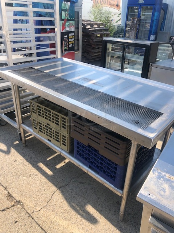 One Stainless Steel Drink Table With Under Shelf And Drain Tray. 62X33X4.5. Table ONLY!