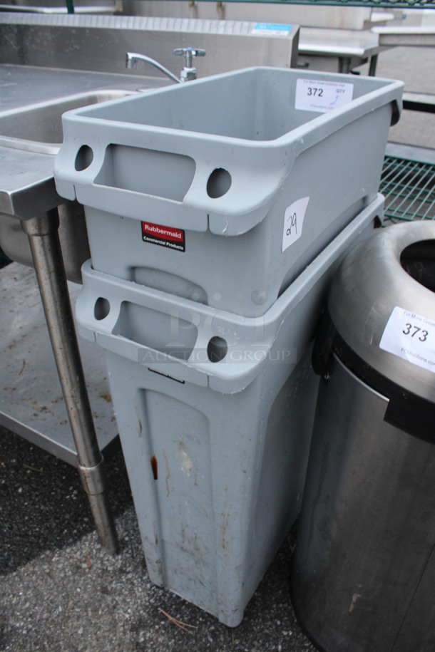 2 Rubbermaid Gray Poly Slim Jim Trash Cans. 11x20x30. 2 Times Your Bid! - Image 2 of 3