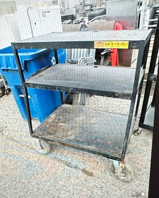 One 3 Shelf Metal Utility Cart On Casters. 37X28X44