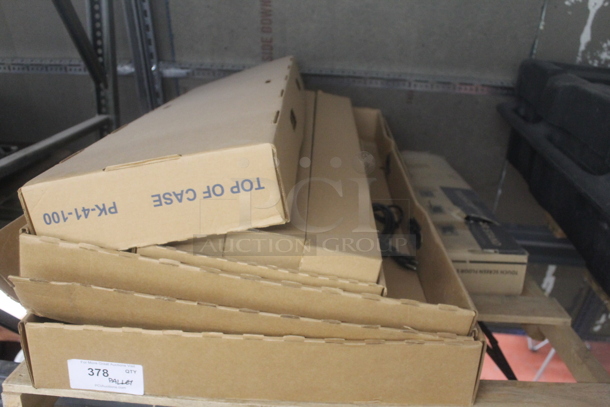 ALL ONE MONEY! PALLET LOT of Carboard Box Pieces and Touch Screen Floor Stand - Image 1 of 5