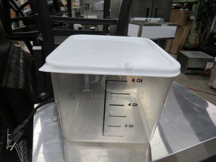 One 6 Quart Food Storage Container With Lid.