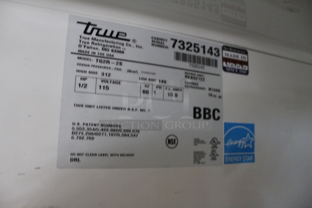 2012 True TG2R-2S ENERGY STAR Stainless Steel Commercial 2 Door Reach In Cooler w/ Poly Coated Racks on Commercial Casters. 115 Volts, 1 Phase. Tested and Working! - Image 8 of 8