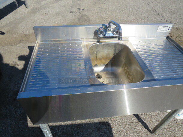 One Krowne Stainless Steel Under Bar Sink With Faucet, Back Splash And R/L Drain Boards. 36X20X32 - Image 2 of 2