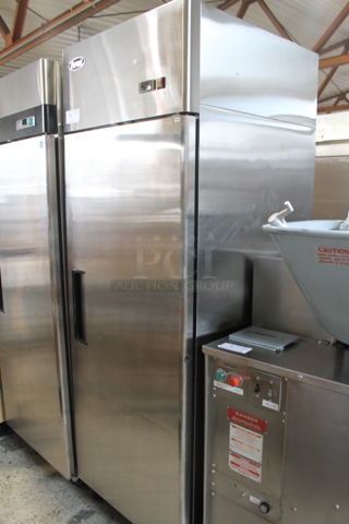 2014 Atosa MBF8004 Stainless Steel Commercial Single Door Reach In Cooler w/ Poly Coated Racks on Commercial Casters. 115 Volts, 1 Phase. Tested and Working!