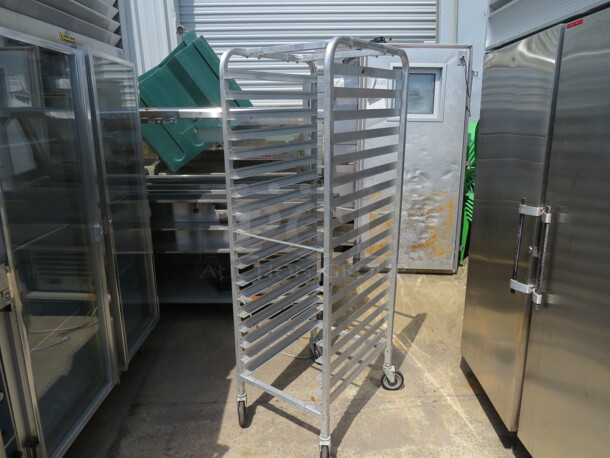 One Aluminum Speed Rack On Casters. 20.5X26X68.5