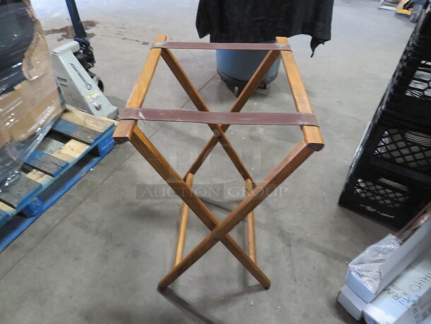 One Wooden Tray Stand.