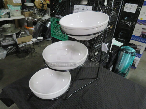 One Metal Buffet Server With 3 Bowls.  - Image 2 of 3